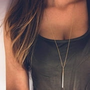 Jiaroswwei Fashion Alloy Long Vertical Bar Pendant Chain Y Necklace Women Party Jewelry